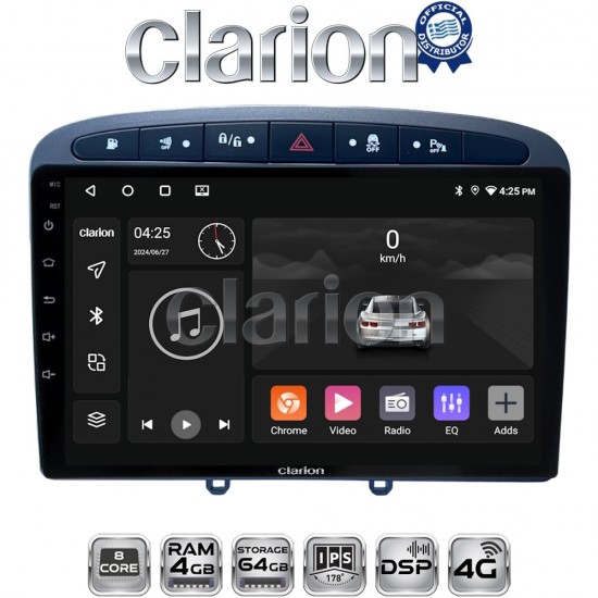 CLARION GL72083G Οθόνη OEM Multimedia Αυτοκινήτου για Peugeot 308 2007 > 2012 (CarPlay/AndroidAuto/BT/GPS/WIFI/GPRS)