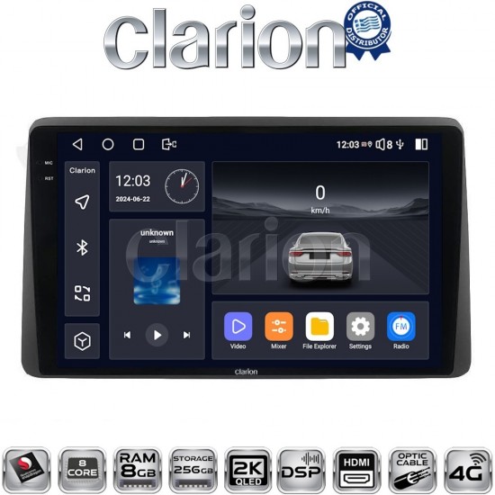 CLARION GL75434B Οθόνη OEM Multimedia Αυτοκινήτου για Dacia Duster 2019 (CarPlay/AndroidAuto/BT/GPS/WIFI/GPRS)