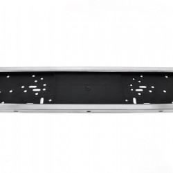 Amio - Πλαστικό Πλαίσιο Πινακίδας Κυκλοφορίας Inox Silver Εφέ Κουμπωτό με Τελάρο 53 x 12 cm για Εμπρός και Πίσω Πινακίδα Αυτοκινήτου - 1 τεμ. (01300/AM)