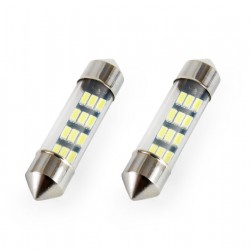 Amio - Λαμπάκια Πλαφονιέρας Standard Festoon τύπου C5W τάση λειτουργίας 12V απόδοσης 0.5W μήκος 36mm χρώμα λευκό για Επιβατικά Αυτοκίνητα - 2 τεμ. (01090/AM)