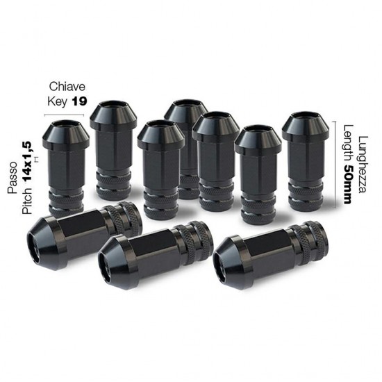 Simoni Racing - ΠΑΞΙΜΑΔΙ ΚΩΝΙΚΟ 14x1,5 (50mm) (19) ΜΑΥΡΟ 10ΤΕΜ.