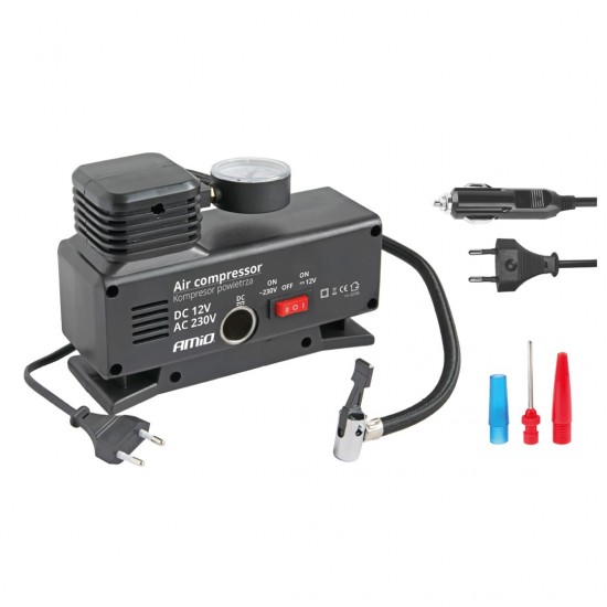 AMiO – Κομπρεσέρ αέρα ελαστικών 12V/220V 18bar 250psi, φουσκώστε τα λάστιχά σας με διπλή παροχή ρεύματος παντού και πάντα – 1 Τεμ. (02188/AM)
