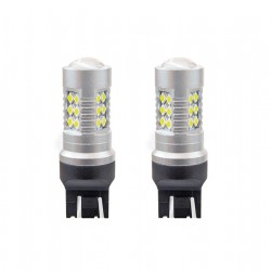 Amio - Λαμπτήρες LED τύπου W21/5W (T20 / 7443) για 12V & 24V ισχύος 6.2W με ψυχρό λευκό φως 5600K και 24 SMD 3030 CANBUS για αυξημένη ορατότητα πίσω φωτισμού - 1 Σετ (02126/AM)