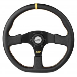 ΤΙΜΟΝΙ STEALTH CORSA 355mm ΤΡΙΑΚΤΙΝΟ ΔΕΡΜΑΤΙΝΟ ΜΑΥΡΟ LUISI