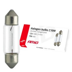 Amio - ΛΑΜΠΑΚΙΑ ΠΛΑΦΟΝΙΕΡΑΣ C10W 12V 10W 31mm ΑΛΟΓΟΝΟΥ ΚΟΥΤΙ - 10 ΤΕΜ. (02555/AM)
