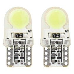 Amio – LED T10 W5W 12V W2.1x9.5d 5600K COB Σιλικόνης Καρφωτό Λευκό για Φώτα Θέσης & Εσωτερικού Αυτοκινήτου – 2 Τεμ. (01441/AM)