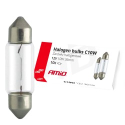 Amio - ΛΑΜΠΑΚΙΑ ΠΛΑΦΟΝΙΕΡΑΣ C10W 24V 10W 36mm ΑΛΟΓΟΝΟΥ ΚΟΥΤΙ - 10 ΤΕΜ. (02556/AM)