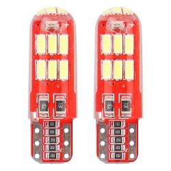 Amio – LED CANBUS T10 W5W 12V W2.1x9.5d 5600K 15xSMD 4014 Σιλικόνης Καρφωτό Λευκό για Φώτα Θέσης & Εσωτερικού Αυτοκινήτου – 2 Τεμ. (01443/AM)
