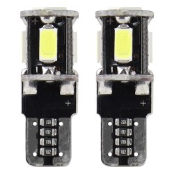 Amio – Λαμπάκια LED T10 W5W 12V 2W 5600K 5xSMD 5730 CANBUS Καρφωτά για Ισχυρό Λευκό Φωτισμό χωρίς Σφάλματα – Σετ 2 Τεμ. (01628/AM)