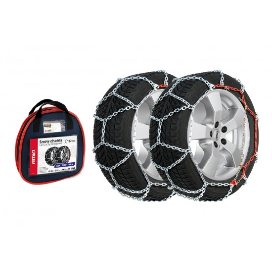 Amio - Σετ Αλυσίδων Χιονιού 4x4 16mm για SUV και Βαρέως Τύπου Οχήματα με Υψηλή Αντοχή και Σταθερή Πρόσφυση σε Χιόνι & Πάγο - 1 Σετ (02124/AM)
