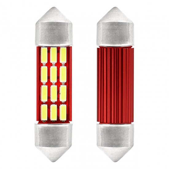 Amio – Λαμπάκια Πλαφονιέρας LED 36mm C5W C10W 12/24V 2W 5600K 12xSMD 4014 CANBUS για Καθαρό Φωτισμό Εσωτερικού – Σετ 2 Τεμ. (01632/AM)