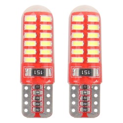 Amio – LED CANBUS T10 W5W 12V W2.1x9.5d 5600K 24xSMD 3014 Σιλικόνης Καρφωτό Λευκό για Φώτα Θέσης & Εσωτερικού Αυτοκινήτου – 2 Τεμ. (01444/AM)