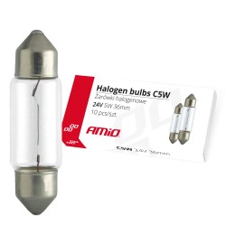 Amio - Λαμπτήρες Πλαφονιέρας C5W 24V 5W 36mm Αλογόνου για Φορτηγά - 10 τεμ. (01000/AM)