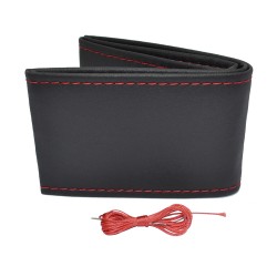 Amio - ΚΑΛΥΜΜΑ ΤΙΜΟΝΙΟΥ ΑΥΤΟΚΙΝΗΤΟΥ ΡΑΦΤΟ 38-39cm ΑΠΟ ΛΕΙΟ ΑΟΣΜΟ ΤΕΧΝΟΔΕΡΜΑ ΜΑΥΡΟ ΜΕ ΚΟΚΚΙΝΗ ΡΑΦΗ - 1 ΤΕΜ. (OTDK103/AM)