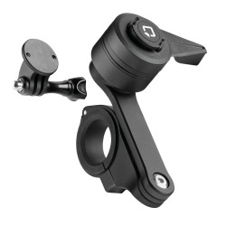 Διπλή Βάση Στήριξης Κινητού και Action Camera Combo 2.0 της σειράς Titan Optiline για Τιμόνι Μηχανής ή Ποδηλάτου με διάμετρο από 22 mm έως 35 mm με 3D αντικραδασμικό σύστημα dampener και σύστημα Duolock 2.0, συμβατή με Θήκες ή Αντάπτορες Κινητού Optiline