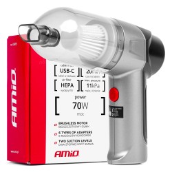 Amio - ΗΛΕΚΤΡΙΚΟ ΣΚΟΥΠΑΚΙ ΧΕΙΡΟΣ ΑΣΥΡΜΑΤΟ 70W ΜΕ 6 ΑΚΡΟΦΥΣΙΑ ΚΑΘΑΡΙΣΜΟΥ ΚΑΙ ΚΑΛΩΔΙΟ USB-C - 1 Τεμ. (03693/AM)