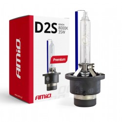 Amio - Λάμπα Xenon D2S 8000K 35W 12V Premium για αντικατάσταση εργοστασιακών και aftermarket xenon με έντονο ψυχρό φωτισμό και σταθερή απόδοση χωρίς τροποποιήσεις - 1 Τεμ. (01977/AM)