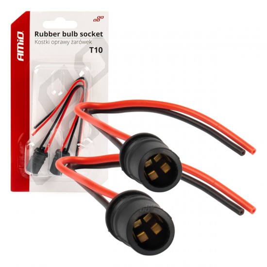Amio - ΦΙΣΑ 12/24V ΓΙΑ ΛΑΜΠΕΣ T10/ W5W/ W3W/ W16W ME ΚΑΛΩΔΙΟ - 2 ΤΕΜ. (03048/AM)