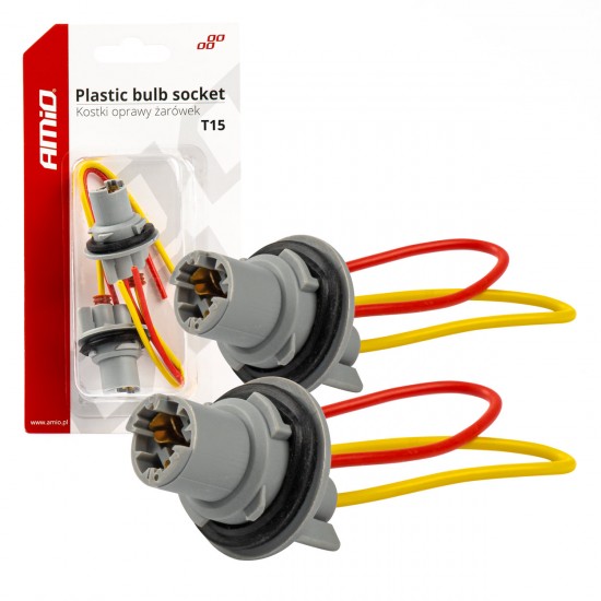 Amio - ΦΙΣΑ 12/24V ΓΙΑ ΛΑΜΠΕΣ T15/W5W/W16W ME ΚΑΛΩΔΙΟ - 2 ΤΕΜ. (03049/AM)
