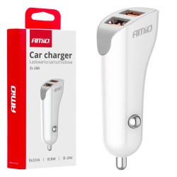Amio - ΦΟΡΤΙΣΤΗΣ ΑΝΑΠΤΗΡΑ 12/24V ΜΕ 2 ΘΥΡΕΣ 2xUSB 10.5W 5V/2.1A ΛΕΥΚΟ - 1 Τεμ. (03874/AM)