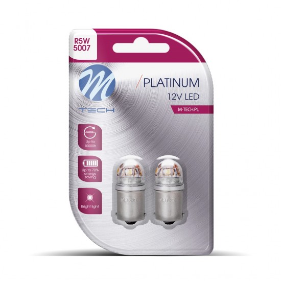 ΛΑΜΠΑΚΙΑ R5W 12/24V BA15s 5x2835SMD LED CAN-BUS ΠΟΡΤΟΚΑΛΙ (ΜΟΝΟΠΟΛΙΚΟ-ΦΟΥΝΤΟΥΚΙ) PLATINIUM BLISTER  M-TECH - 2 ΤΕΜ.