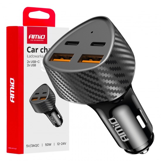 Amio - ΦΟΡΤΙΣΤΗΣ ΑΝΑΠΤΗΡΑ ΜΕ 4 ΘΥΡΕΣ 2xUSB-A+2xUSB-C 50W ΜΑΥΡΟ - 1 Τεμ. (04284/AM)