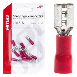 Amio - ΦΙΣΑΚΙΑ ΘΗΛΥΚΑ ΚΟΚΚΙΝΑ FDD1 1,25-187 /10A/ 5,6mm ΑΜΟ - 10 ΤΕΜ. (03061/AM)