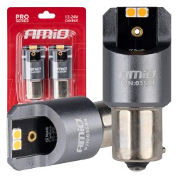 Amio - ΛΑΜΠΕΣ LED CAN-BUS PΥ21W BAU15S 12/24V 6.000K 4xSMD ΠΟΡΤΟΚΑΛΙ PRO SERIES - 2 ΤΕΜ. (03584/AM)