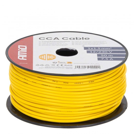 Amio -  Μονόκλωνο Καλώδιο Εγκατάστασης CCA 1×1,5mm² 50m – 7,5A / 12-230V - 1 τεμ. (04449/AM)