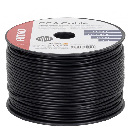 Amio Μονόκλωνο Καλώδιο Εγκατάστασης CCA 1×1mm² 100m – 12/230V 1 τεμ. (04454/AM)