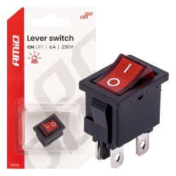 Amio - Διακόπτης ON/OFF τάση λειτουργίας 250V ένταση 6A με κόκκινο φωτισμό για Επιβατικά Αυτοκίνητα και Ηλεκτρολογικές Εφαρμογές - 1 τεμ. (04439/AM)