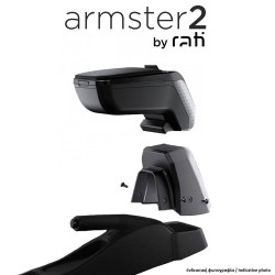 Rati - Ολοκληρωμένος Τεμπέλης Armster 2 για Fiat 600 2024 > με Αποσπώμενη Τσέπη από Πλαστικό και Δερματίνη σε Μαύρο Χρώμα με Αντάπτορα Τοποθέτησης - 1 Σετ (V01894+V01563)