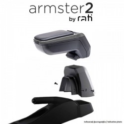 Rati - Ολοκληρωμένος Τεμπέλης Armster 2 για Dacia Spring 2024 > με Αποσπώμενη Τσέπη από Πλαστικό και Δερματίνη σε Γκρι Πλαίσιο και Μαύρο Χρώμα με Αντάπτορα Τοποθέτησης - 1 Σετ (V01925+V01565)