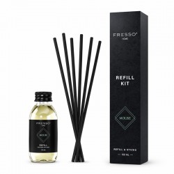Fresso - Κιτ Αναπλήρωσης με Άρωμα Molise 100 ml Premium Home Refill Kit και 6 Μαύρα Στικ από Fiberglass για Αρωματικό Χώρου Reed Diffuser - 1 Τεμ. (390044/FRE)
