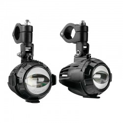 Lampa - Προβολείς Ομίχλης Moto FOG-X2 12V 30W 2100lm 6000-6500K Φ71mm 1 LED Αδιάβροχοι IP68 με Καλωδίωση και Βάσεις Φ38-39mm - Σετ 2 Τεμ. (9158.2-LM)