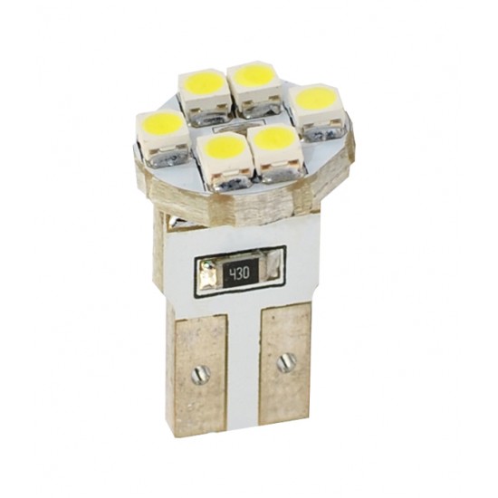 T10 W5W 12V W2,1x9,5d LED 6xSMD3528 ΛΕΥΚΟ (ΚΑΡΦΩΤΟ ΑΚΑΛΥΚΟ) BLISTER 2ΤΕΜ. M-TECH