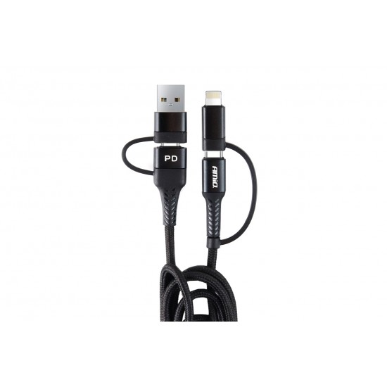 Amio - ΚΑΛΩΔΙΟ ΦΟΡΤΙΣΗΣ ΚΑΙ ΣΥΓΧΡΟΝΙΣΜΟΥ USB C/USB C iOs/USB A 100cm FullLINK UC-15 - 1 τεμ. (02547/AM)
