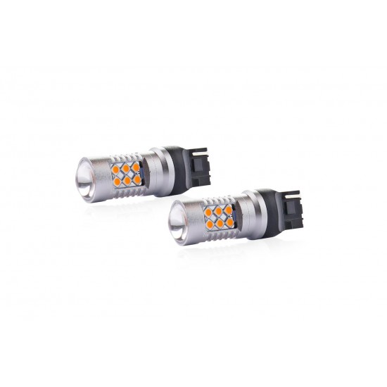 Amio - WY21W T20 12/24V 6,2W 800lm LED 24xSMD3030 CAN-BUS ΚΙΤΡΙΝΟ 18x56mm 2ΤΕΜ. (02393/AM)