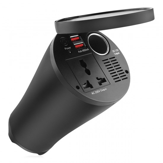 Amio - INVERTER ΠΟΤΗΡΟΘΗΚΗΣ 12>230V max150W-peak300W ΜΕ 2 USB 4800mA ΚΑΙ ΑΝΤΑΠΤΟΡΑ ΑΝΑΠΤΗΡΑ 12V - 1 τεμ. (02469/AM)