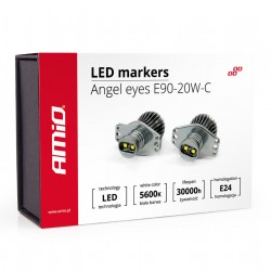 Amio – LED Λαμπάκια Angel Eyes 20W 340lm 5600K CANBUS για BMW Σειρά 3 E90 Sedan / E91 Station Wagon 2005-2008 για Καθαρό Λευκό Φως & Χωρίς Σφάλματα – Σετ 2 Τεμ. (01541/AM)