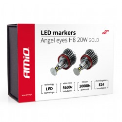 Amio – LED Λαμπάκια Angel Eyes H8 20W 420lm 5600K CANBUS για BMW Σειρά 1 3 5 X1 X5 X6 Z4 για Ισχυρό Λευκό Φως & Χωρίς Σφάλματα – Σετ 2 Τεμ. (01543/AM)