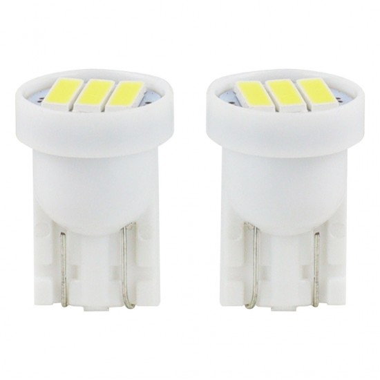 Amio - Λαμπάκια LED 3SMD 7020 τύπου T10 βάση W5W W2.1x9.5d τάση λειτουργίας 12V απόδοσης 0.4W χρώμα λευκό για Επιβατικά Αυτοκίνητα - 2 τεμ. (01096/AM)