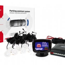Amio – Σύστημα Παρκαρίσματος 12V με 8 Αισθητήρες 22mm Λευκό & Οθόνη LED GRAF για Απόλυτο Έλεγχο Απόστασης και Ασφαλές Παρκάρισμα – 1 Τεμ. (01600/AM)