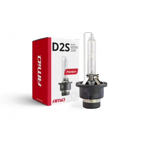 Amio - Λάμπα Xenon D2S 6000K 35W 12V Premium για αντικατάσταση εργοστασιακών και aftermarket xenon με καθαρό λευκό φωτισμό και σταθερή απόδοση χωρίς τροποποιήσεις - 1 Τεμ. (01976/AM)