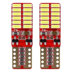 Amio - Λάμπες LED T10 W5W Καρφωτές 12/24V 2.2W 5600K με 24 SMD 4014 CANBUS για Φώτα Θέσης Πινακίδας & Εσωτερικού Φωτισμού με Ισχυρό Λευκό Φως και Χωρίς Σφάλματα - 1 Σετ (01287/AM)