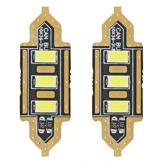 Amio – LED Λαμπάκια Πλαφονιέρας 36mm 12V 5600K 3xSMD 5730 για Εσωτερικό Φωτισμό Αυτοκινήτου – 2 Τεμ. (01449/AM)