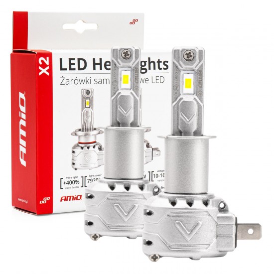 Amio - ΛΑΜΠΕΣ LED H3 10-16V 72W 6.500K 7920lm CAN BUS (ME ΑΝΕΜΙΣΤΗΡΑΚΙ) X2 SERIES - 2ΤΕΜ. (02971/AM)