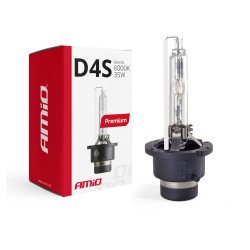 Amio - Λάμπα Xenon D4S 6000K 35W 12V Premium για αντικατάσταση εργοστασιακών και aftermarket xenon με καθαρό λευκό φωτισμό και σταθερή απόδοση χωρίς τροποποιήσεις - 1 Τεμ. (01981/AM)