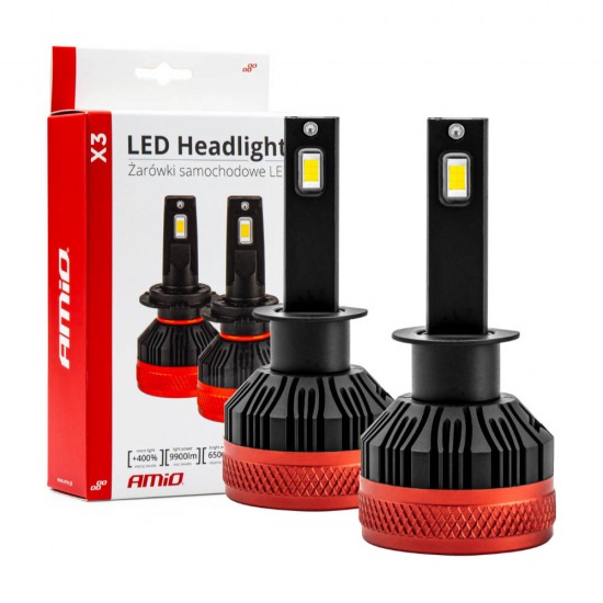 Amio - ΛΑΜΠΕΣ LED H1 9-16V 92W 6.500K 9900lm CANBUS ΜΕ ΑΝΕΜΙΣΤΗΡΑΚΙ X3 SERIES - 2ΤΕΜ. (02977/AM)
