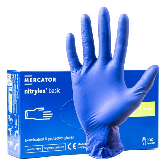 Amio - ΓΑΝΤΙΑ ΝΙΤΡΙΛΙΟΥ MERCATOR NITRYLEX BASIC ΣΕ ΜΠΛΕ ΧΡΩΜΑ SMALL (S) - 100 ΤΕΜ. (MER02956/AM)